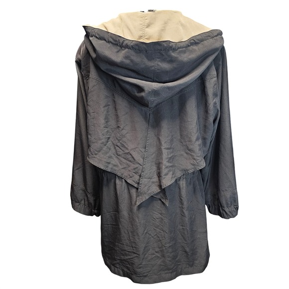 A2B Black Tan Hooded Double Breasted Utility Jacket Women's Size M - Picture 2 of 5